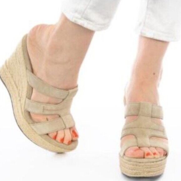Brand New Women's UGG Tawnie Wedge Suede Espadrilles Sandals - Picture 2 of 16